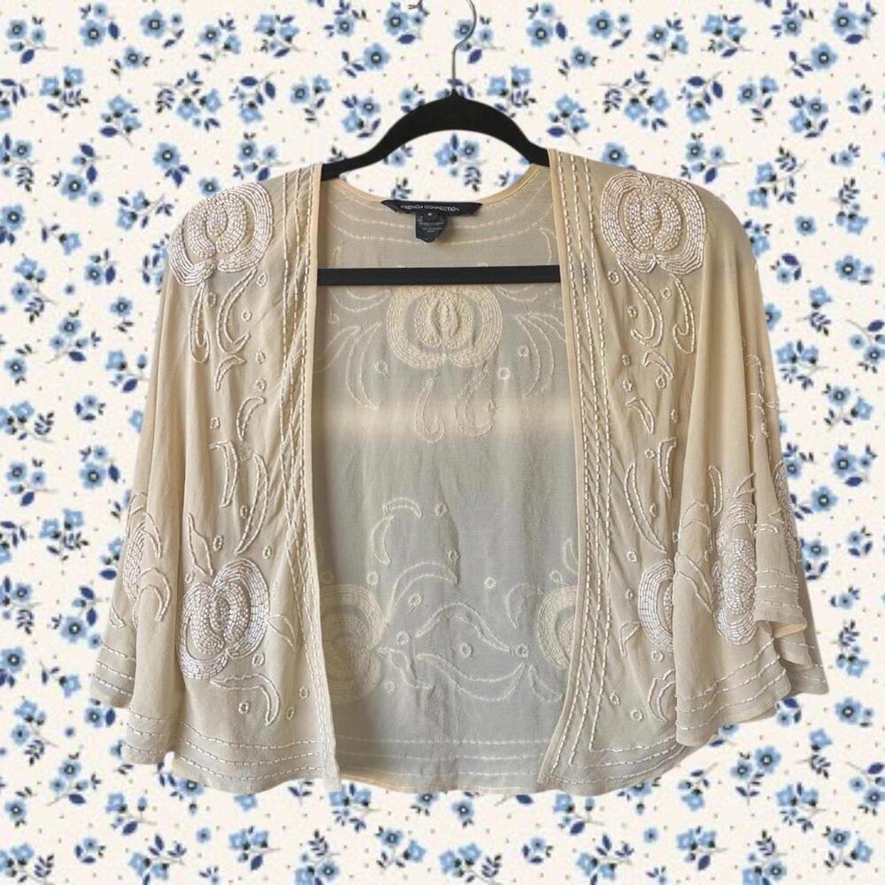 100% Silk beaded bolero Women's size 8